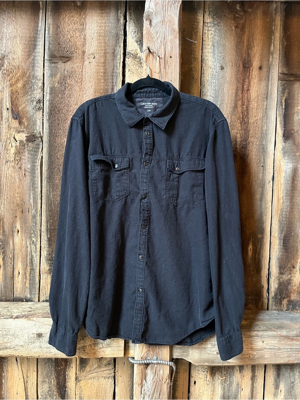 Calvin Klein Jeans Black Long-Sleeve Casual Button-Down Shirt